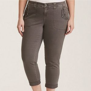 TORRID CROPPED TWILL MILITARY PANT - GREY WASH